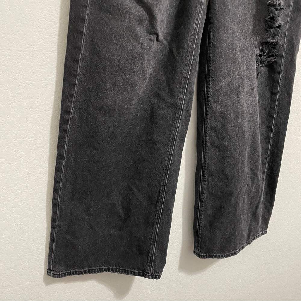 American Eagle Skater Jean High Rise Black Distressed Wide Leg Womens 6 - Picture 4 of 13